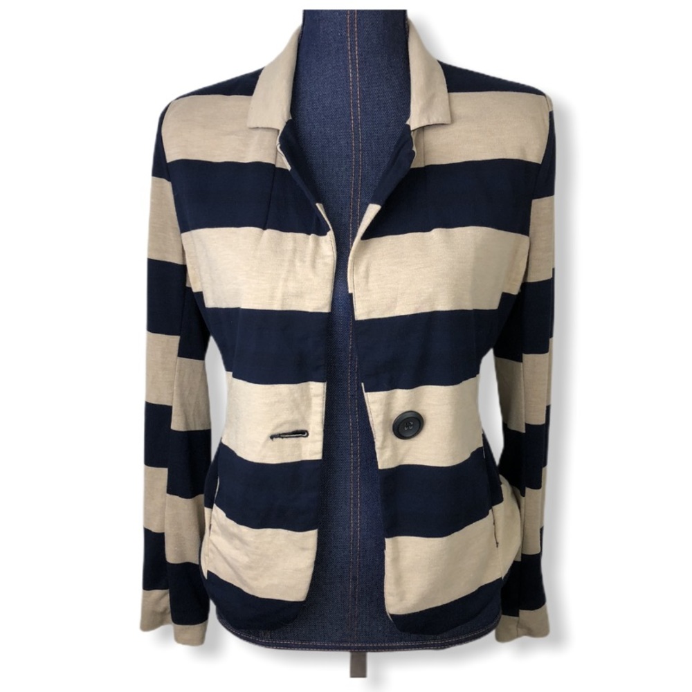 MAX & RILEY Blue & Cream Blazer Jacket